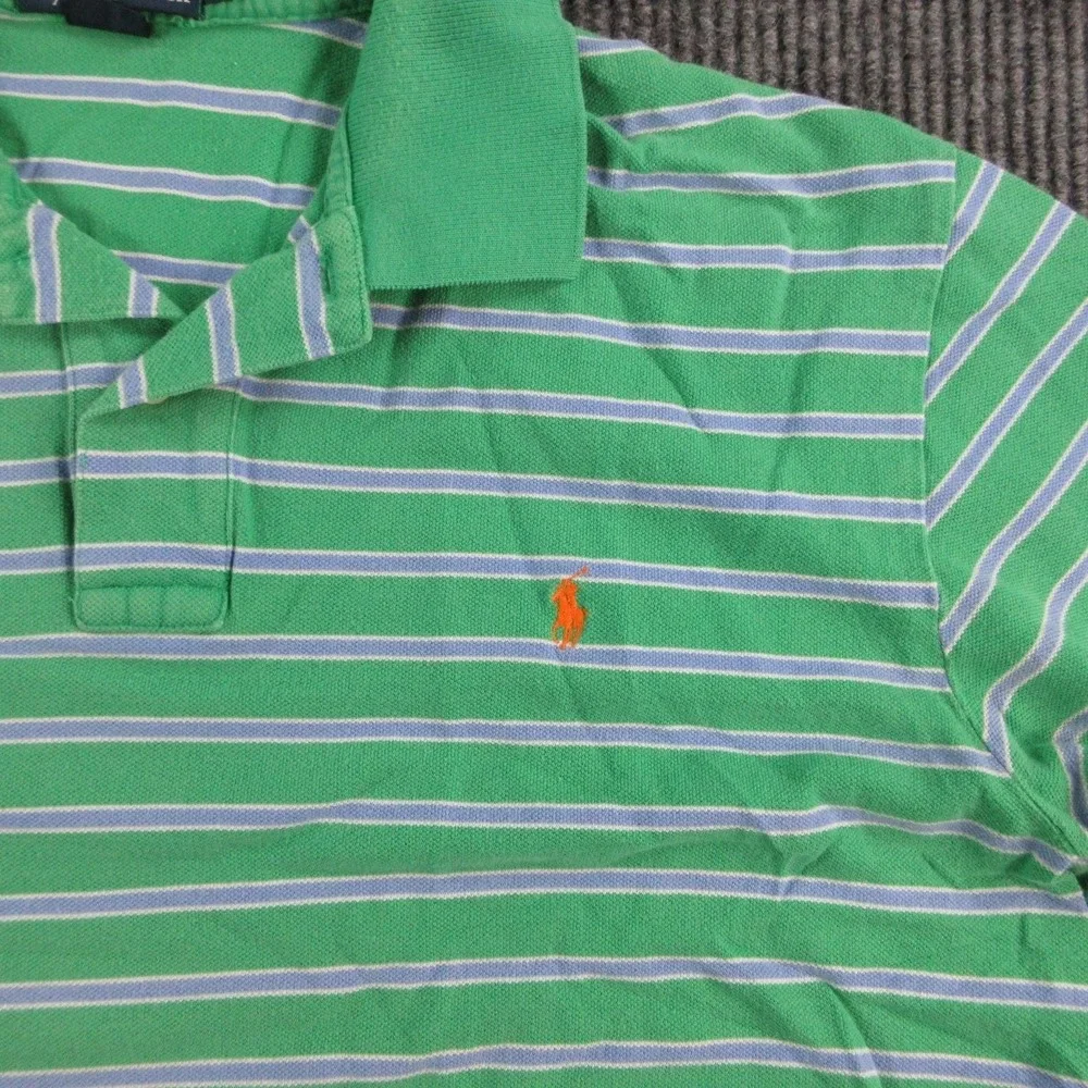 Polo By Ralph Lauren Polo Shirt Mens XL Green Striped 100% Cotton Golf